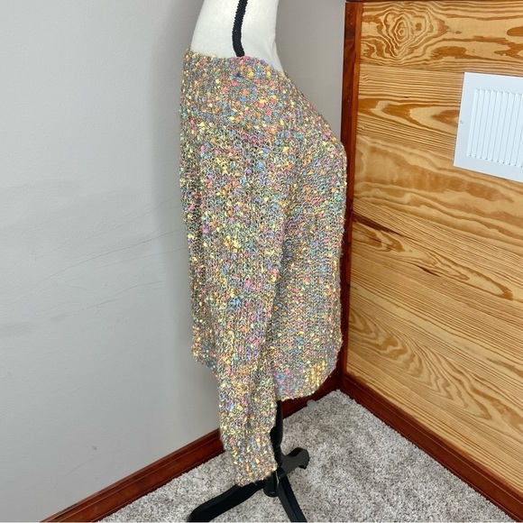 Ee:some Multicolor Speckle Knit One Shoulder Balloon Sleeve Sweater Medium Large - Picture 3 of 10